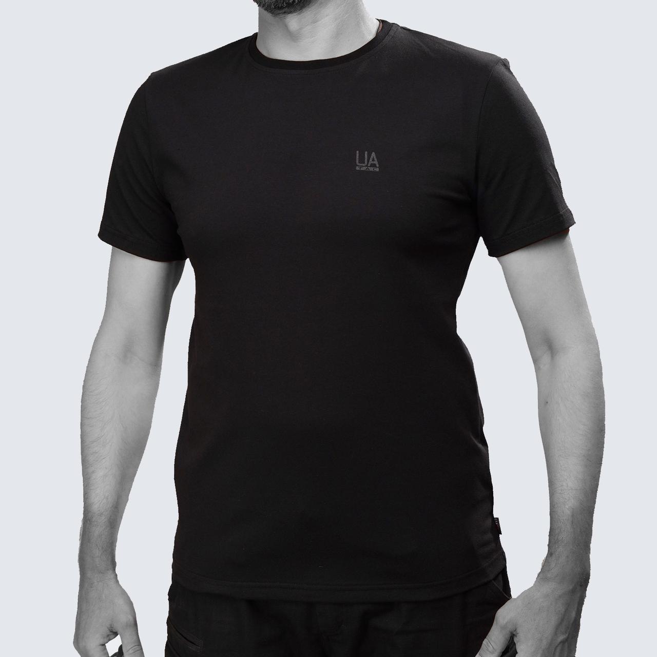 Футболка военная летняя UATAC 95/5 с принтом UA XXL Черный (2282583599)