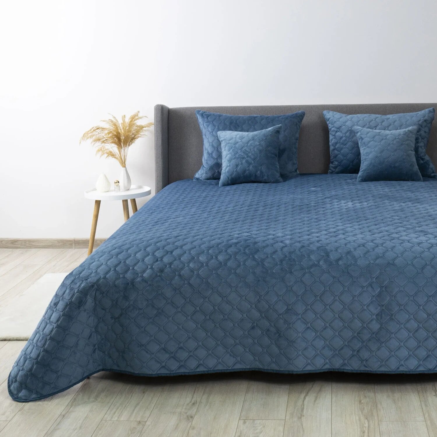 Покрывало велюровое ТЕП VELOUR Ромб круглый 220x240 см Синий (8399)