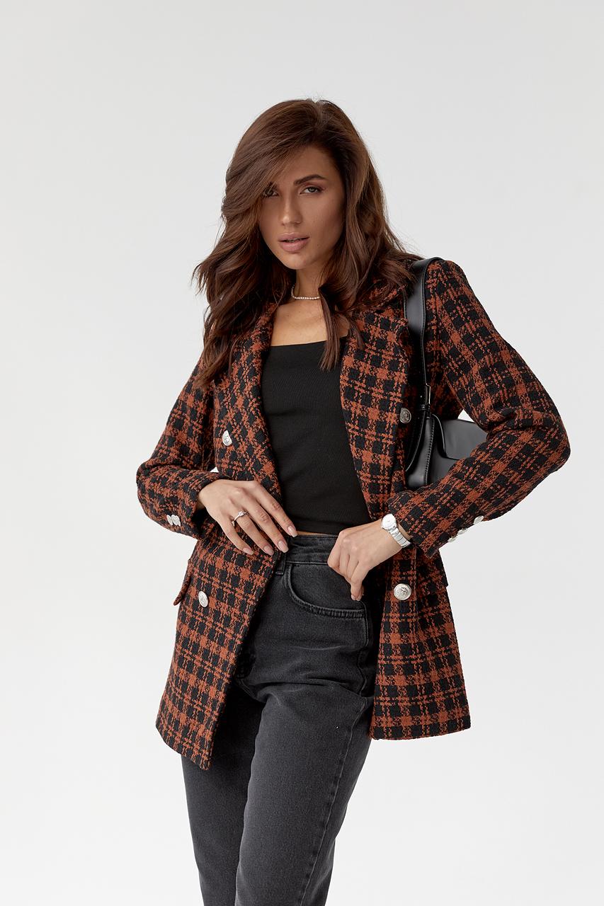 Піджак жіночий твідовий M Коричневий (9528386) - фото 7 Піджак жіночий твідовий M Коричневий (9528386) - фото 7