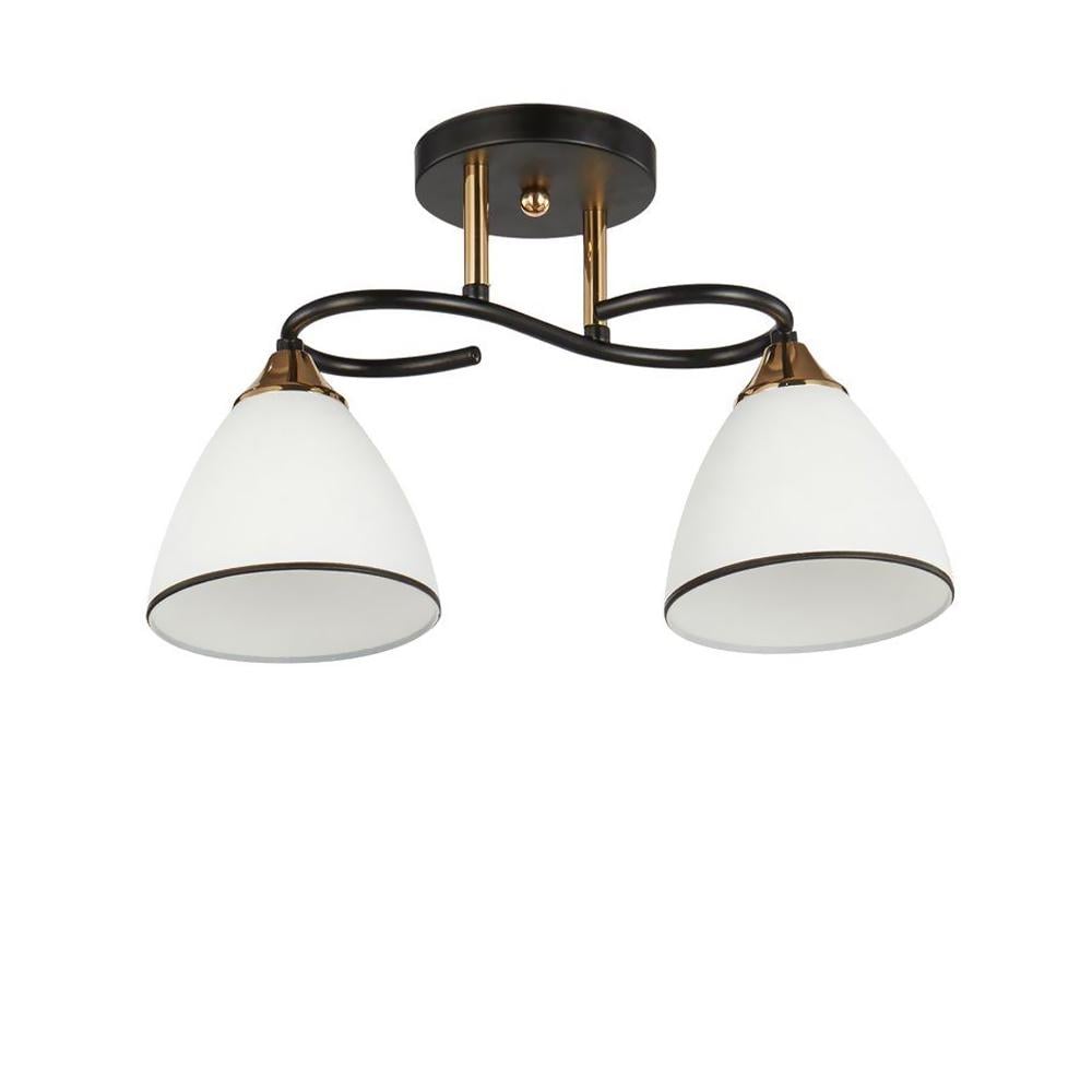 Люстра стельова Light House SC-20232/2 BK/FG плафони білі з облямівкою 375х135х230 мм Чорний/Золотий