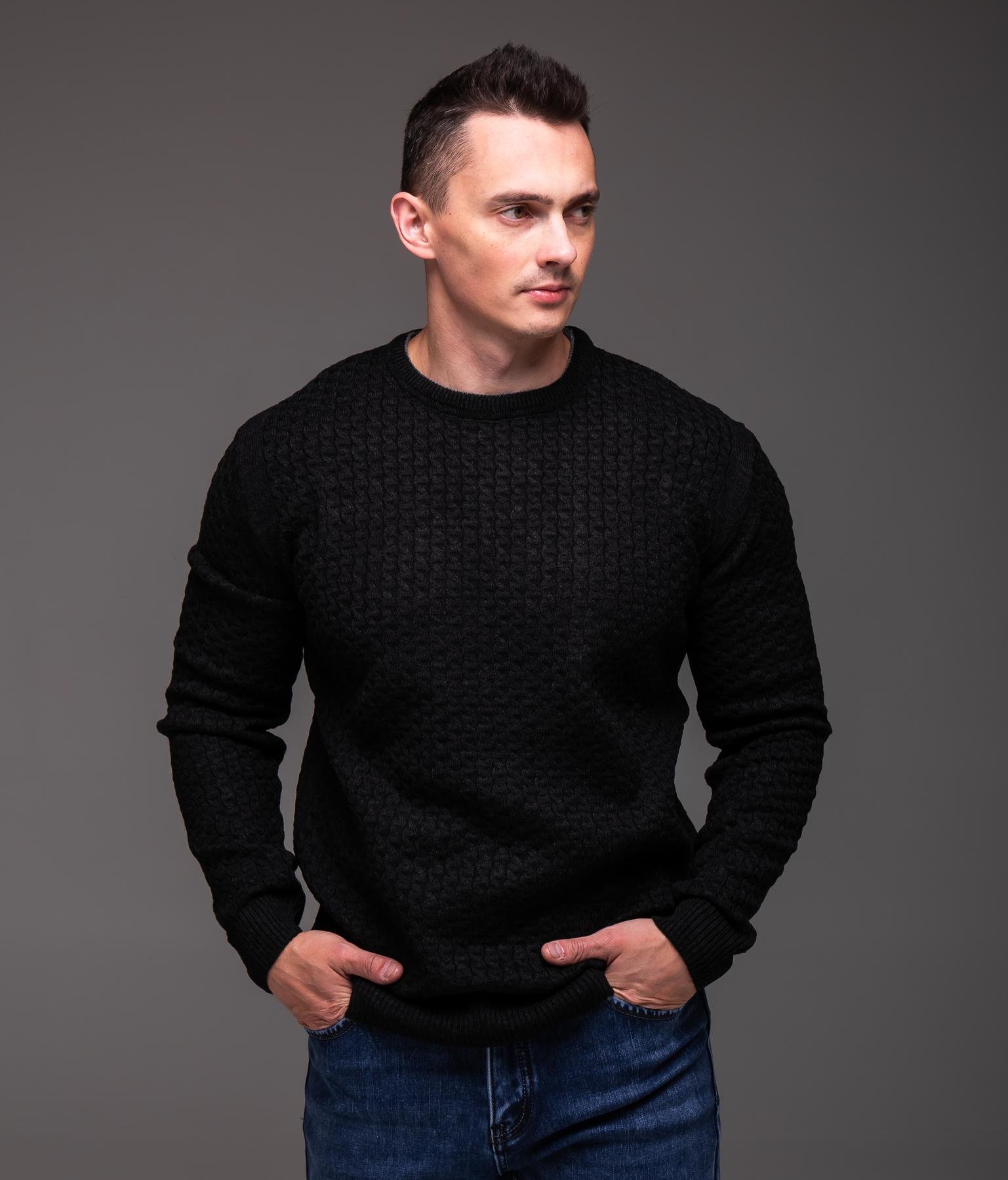 Светр чоловічий зимовий в'язаний класичний батал 5XL Чорний (2443/2) Светр чоловічий зимовий в'язаний класичний батал 5XL Чорний (2443/2)