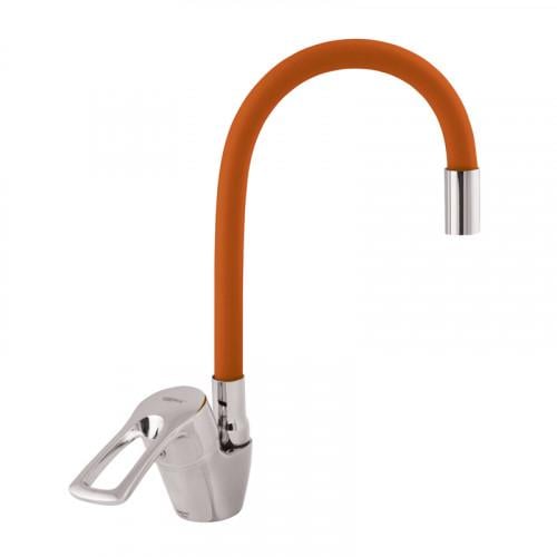 Змішувач для кухні Zerix YUB 181 з гнучким виливом Помаранчевий (ZX0434)