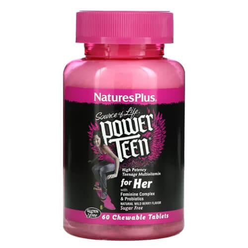 Мультивитамины для подростков Natures Plus Power Teen for Her 60 Chewable tablets (NAP-30004)
