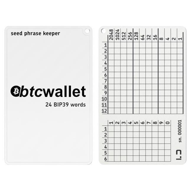 Планшет мнемонічний Lapua Seed Phrase Keeper Btcwallet 12 BIP39 слів/6 PIN цифр (LSPKLBTCW)