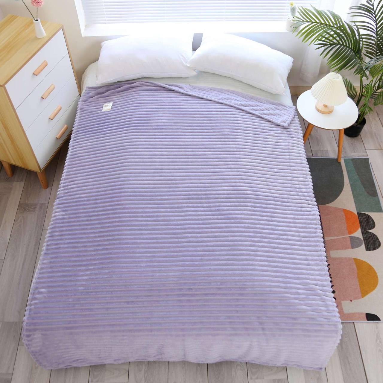 Плед полуторный флисовый Воздушные полосочки Фиолетовый Плед полуторный флисовый Воздушные полосочки Фиолетовый