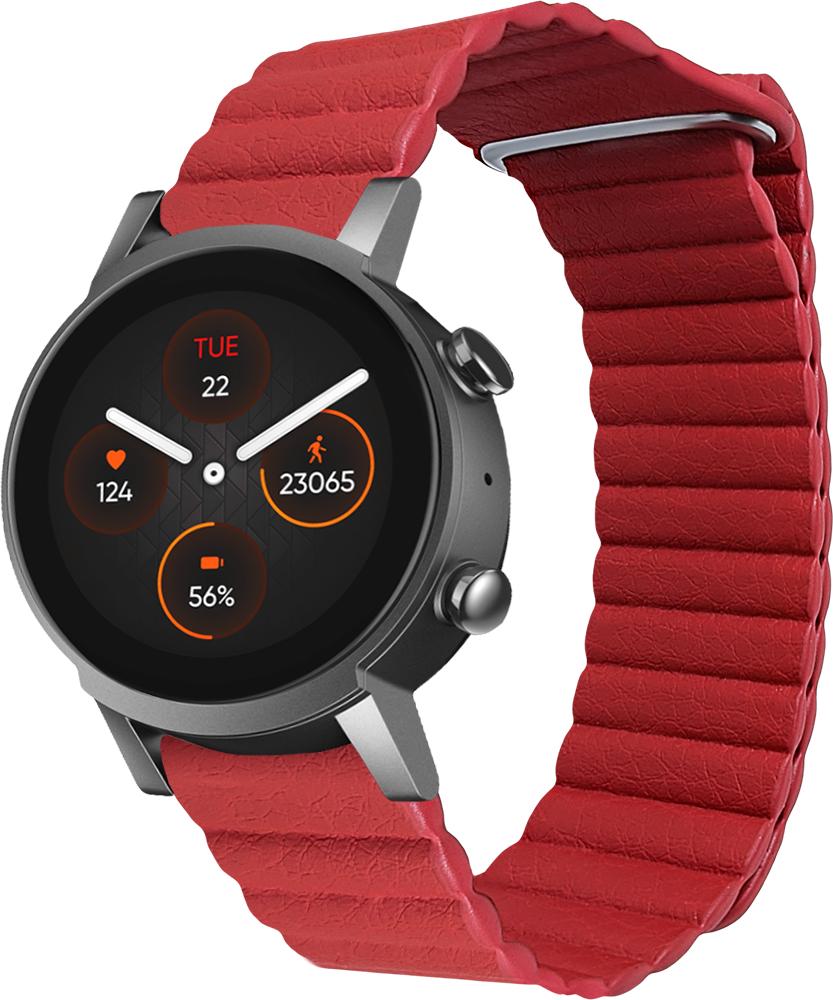 Ремешок кожаный Genis для Mobvoi TicWatch E3 Red (26756-2D)