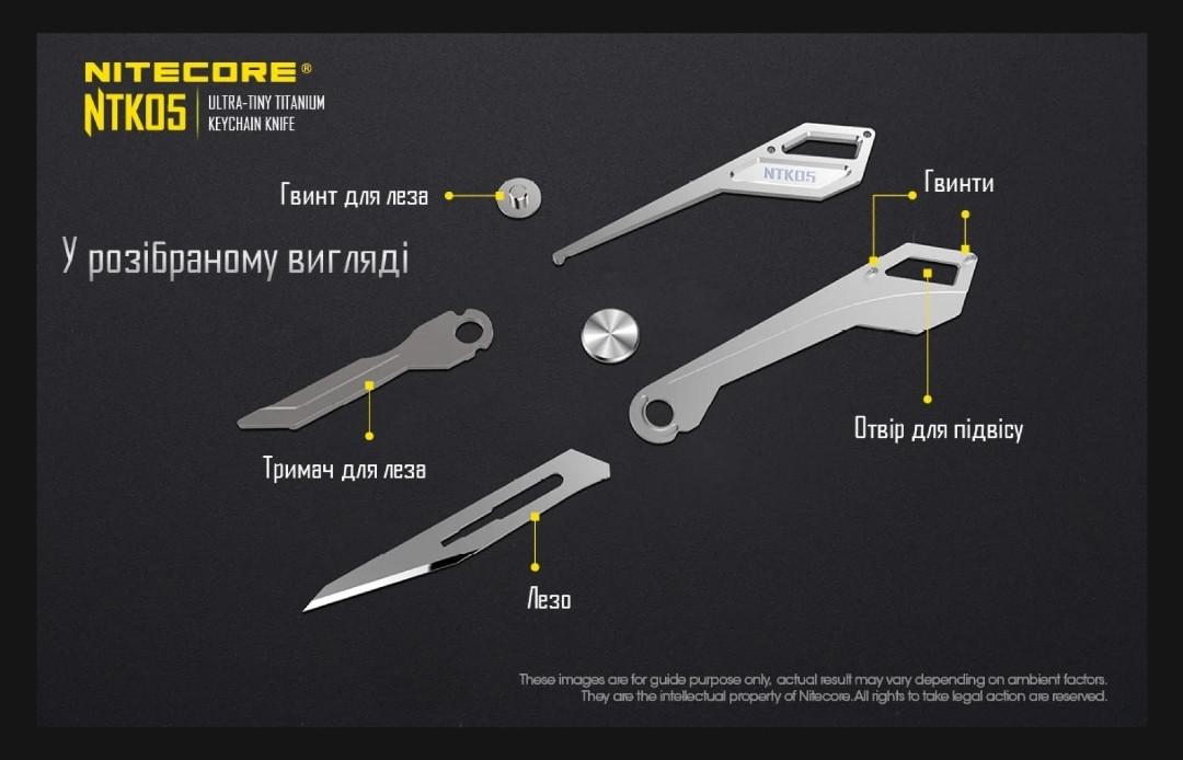 Ніж наключний складаний Nitecore NTK05 титановий (011208) - фото 9