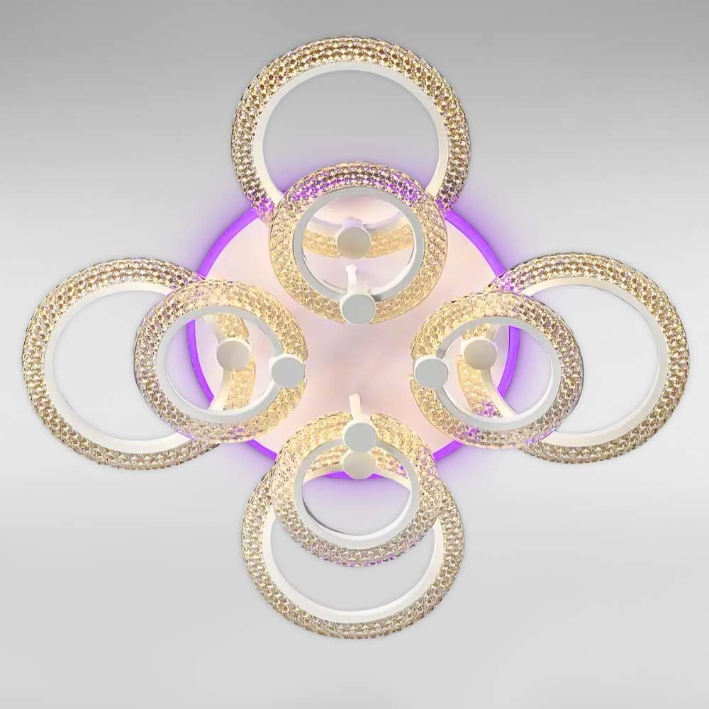 Люстра стельова світлодіодна Light House SC-19286A/4/4C WH PK/BU/PL 144W/28W 2,4G 730х130 мм Білий