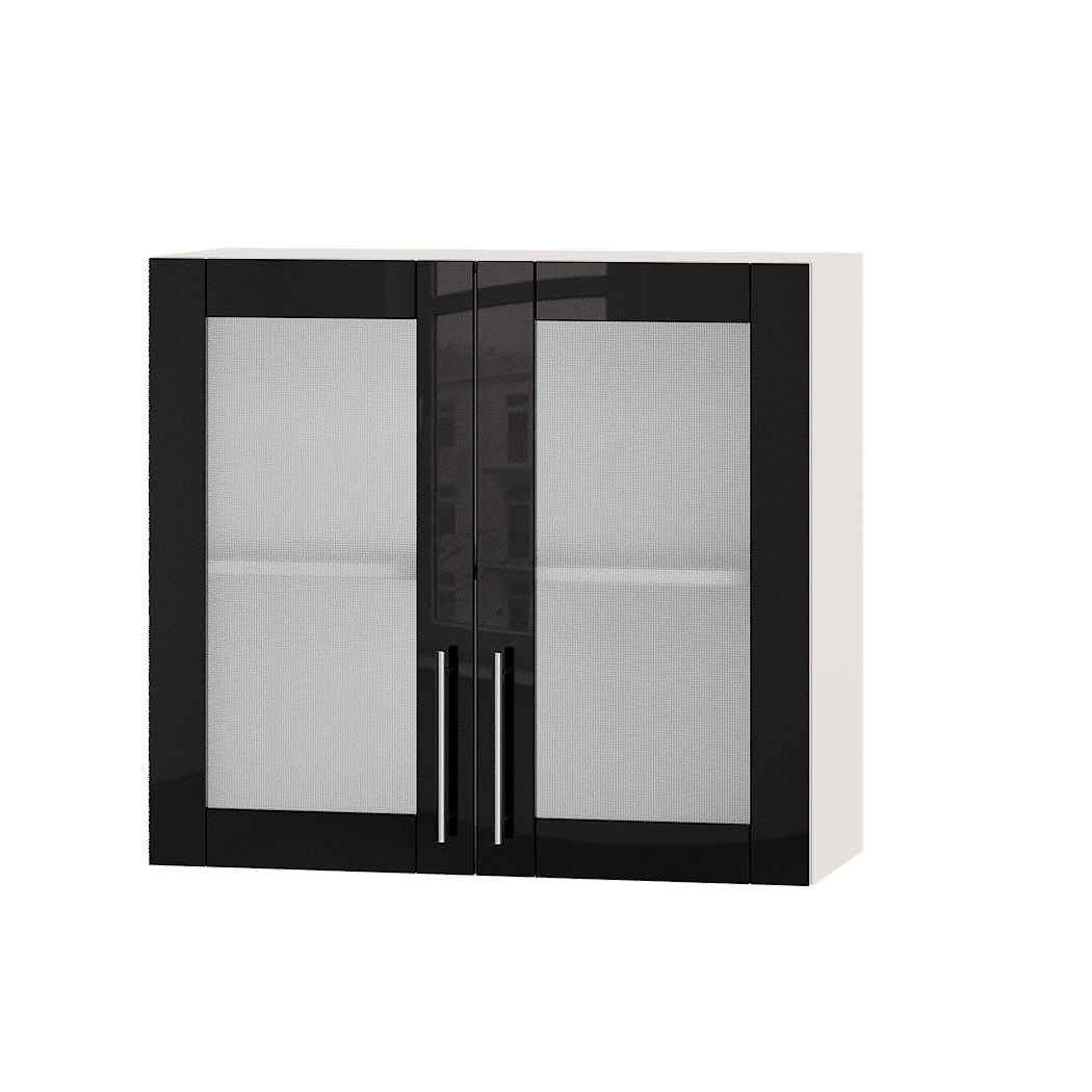 Шафа верхня Еверест Акріл модуль Верх вітрина ВВ10-800 80х30х72 см Чорний глянець/Білий (04530)