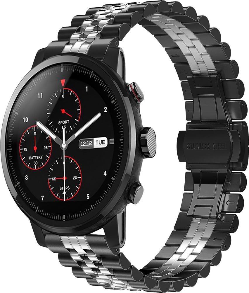 Браслет металевий Stech Line для Amazfit Stratos Black Silver (29148-03)