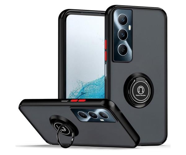 Чехол - накладка TPU Color Matte Ring для Realme C65 4G Черный с красным