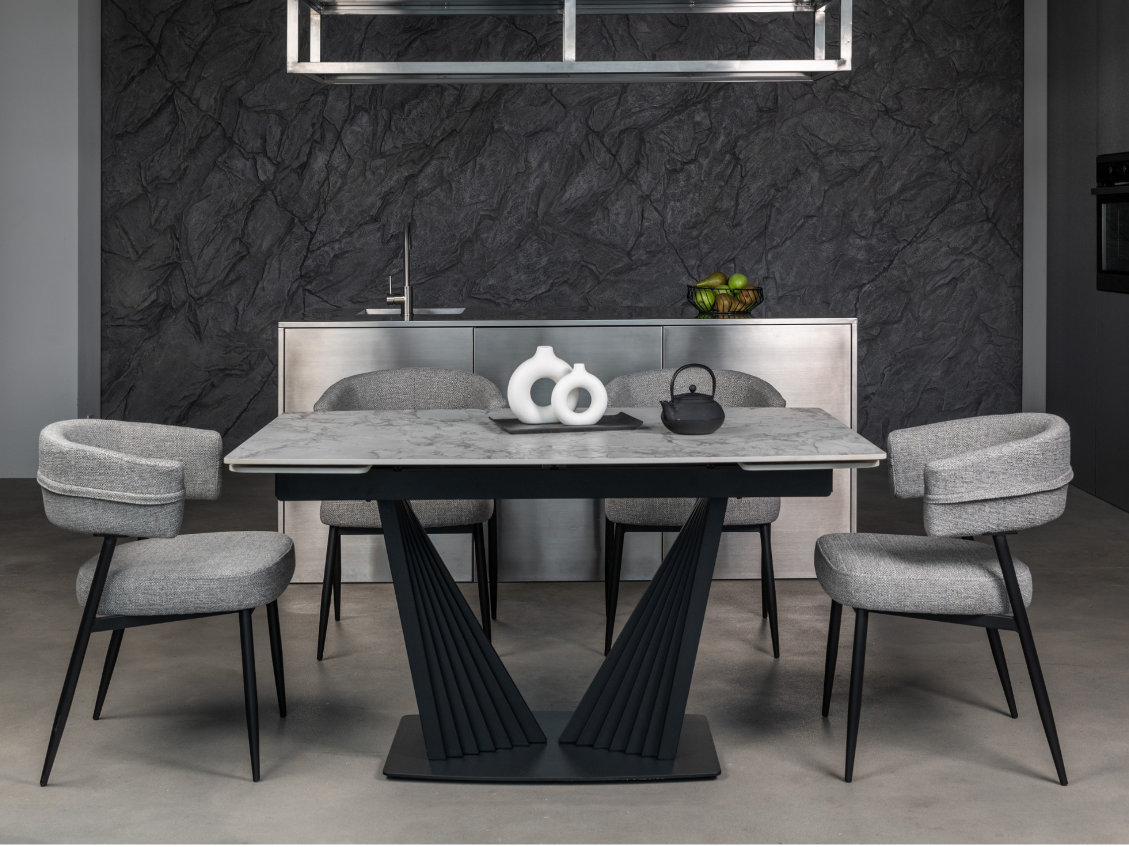 Стіл обідній розсувний Vetro Mebel Феліче 1400- 2000x900x760 мм Клауді грей/Чорний (TМL-1000-1) - фото 5 Стіл обідній розсувний Vetro Mebel Феліче 1400- 2000x900x760 мм Клауді грей/Чорний (TМL-1000-1) - фото 5