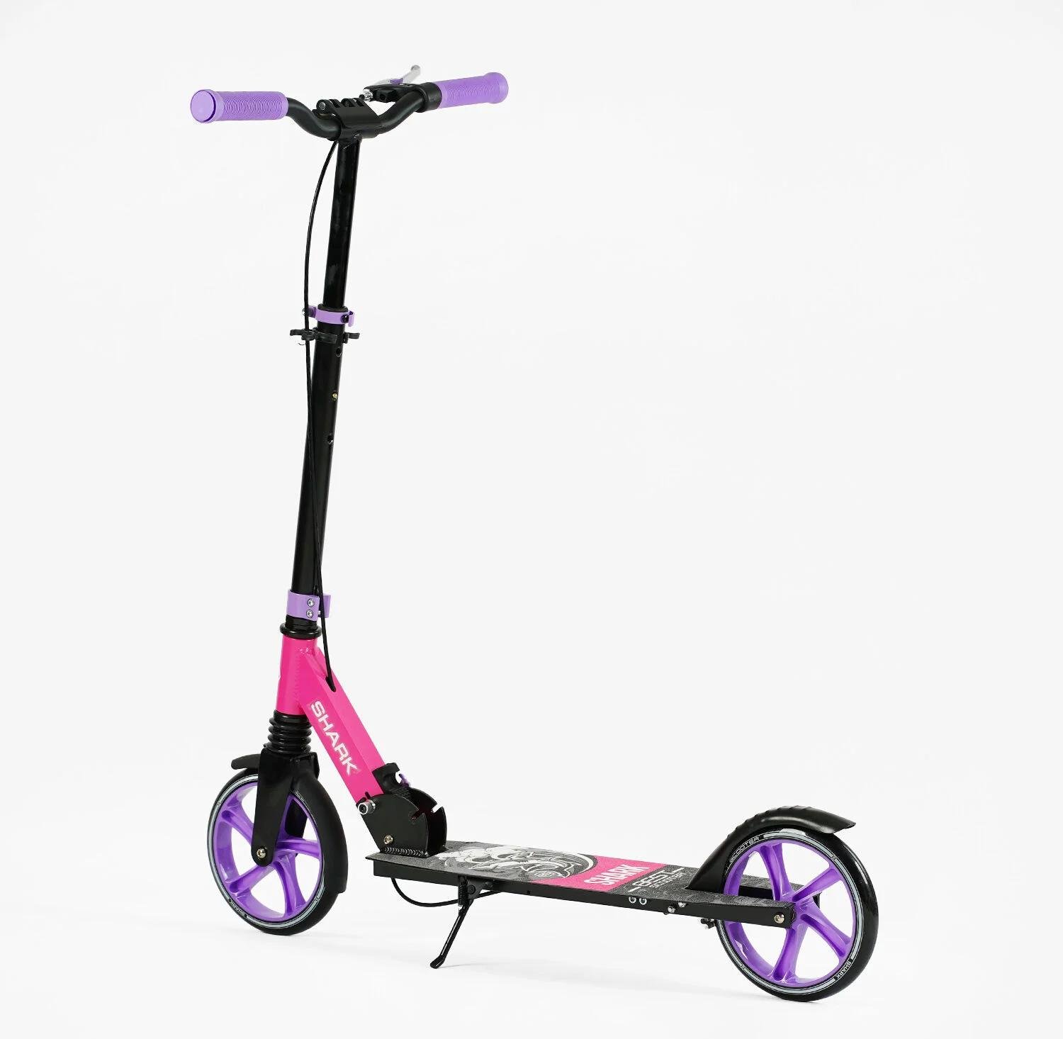 Самокат двоколісний Best Scooter SH-30610/4 SHARK з ручним гальмом/затискач керма/один амортизатор/в коробці/колеса PU 20 см (24996073) - фото 6 Самокат двоколісний Best Scooter SH-30610/4 SHARK з ручним гальмом/затискач керма/один амортизатор/в коробці/колеса PU 20 см (24996073) - фото 6