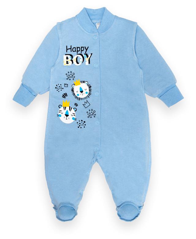 Комбинезон детский хлопковый для мальчика Gabbi КВ-22-2-18 62 см Голубой (13300)