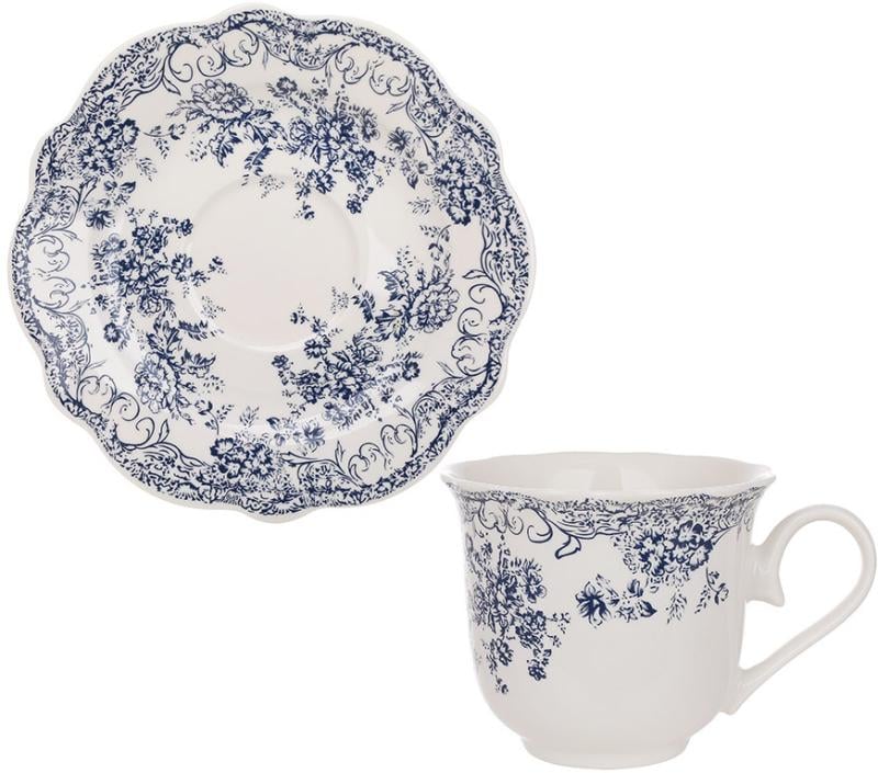 Чашки чайные с блюдцами английская роза фарфоровые на 4 персоны