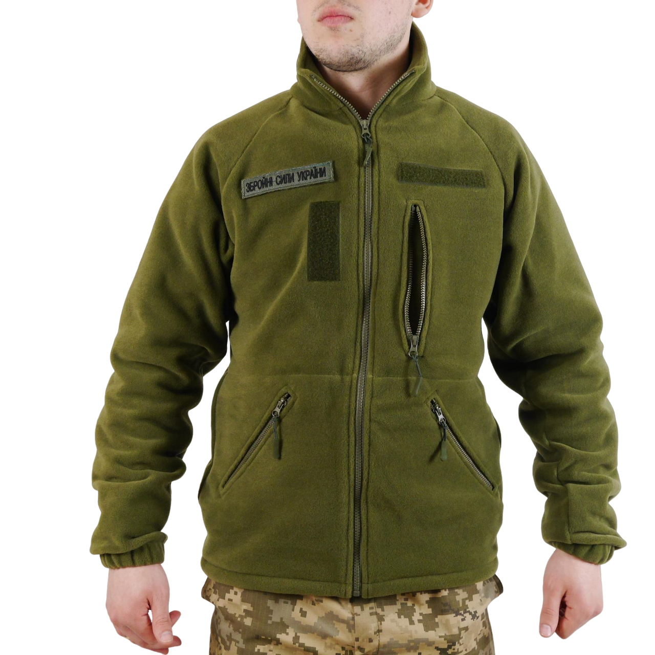 Кофта військова з липучками флісова M Оливковий - фото 5