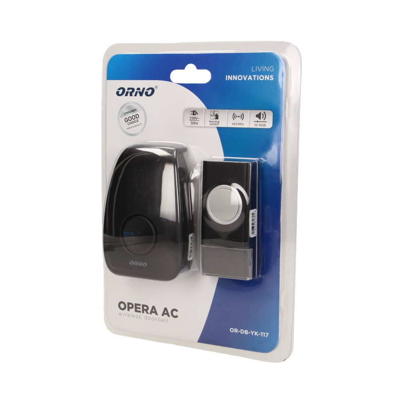 Звонок беспроводной ORNO OPERA AC OR-DB-YK-117 36 тоновый Черный - фото 2 Звонок беспроводной ORNO OPERA AC OR-DB-YK-117 36 тоновый Черный - фото 2