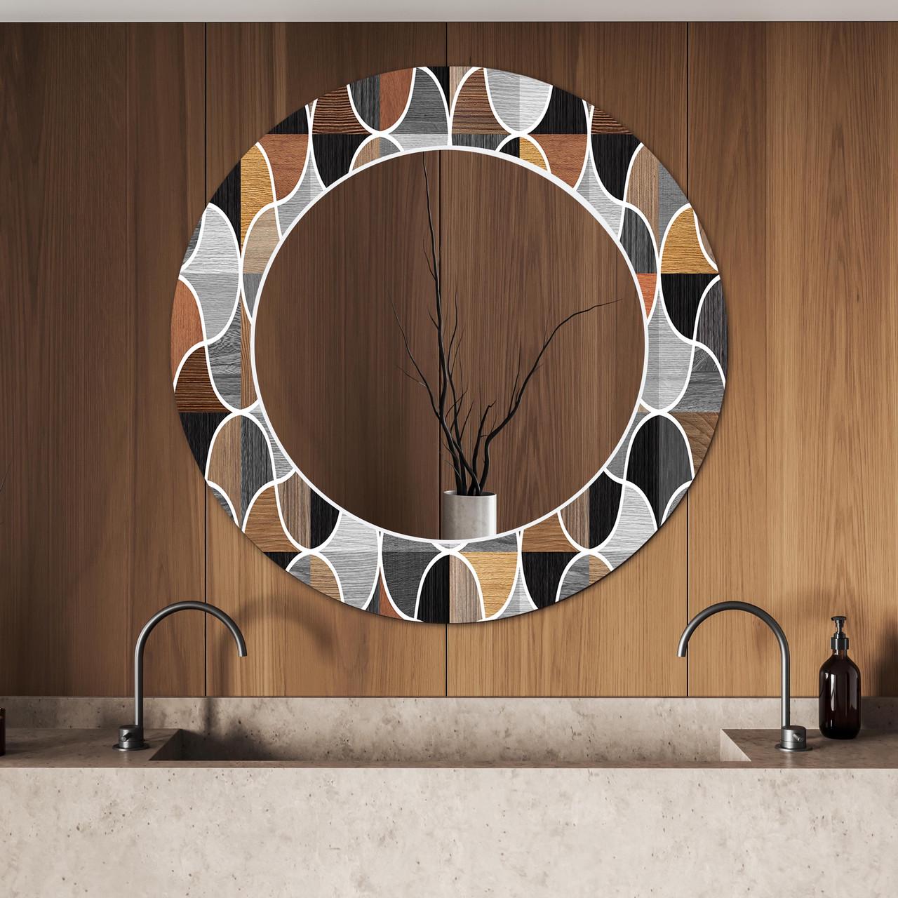 Зеркало на стену NovellaPrint с рисунком орнамента круглое 50 см (2008.1)