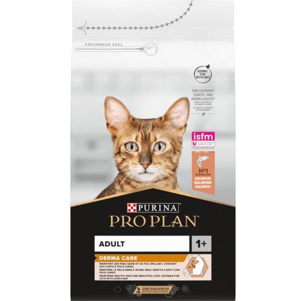 Корм для взрослых кошек с чувствительной кожей Purina Pro Plan DERMA CARE с лососем 10 кг (000019906)