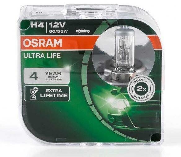 Автолампа H4 Ultra Life 12V 60/55W P43t 2 шт. (64193ULTHCBDUO)