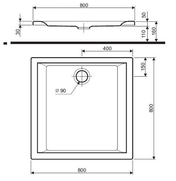 Піддон для душу Kolo Pacyfik XBK0780000 акриловий квадратний 80x80x16 см (84112) - фото 2