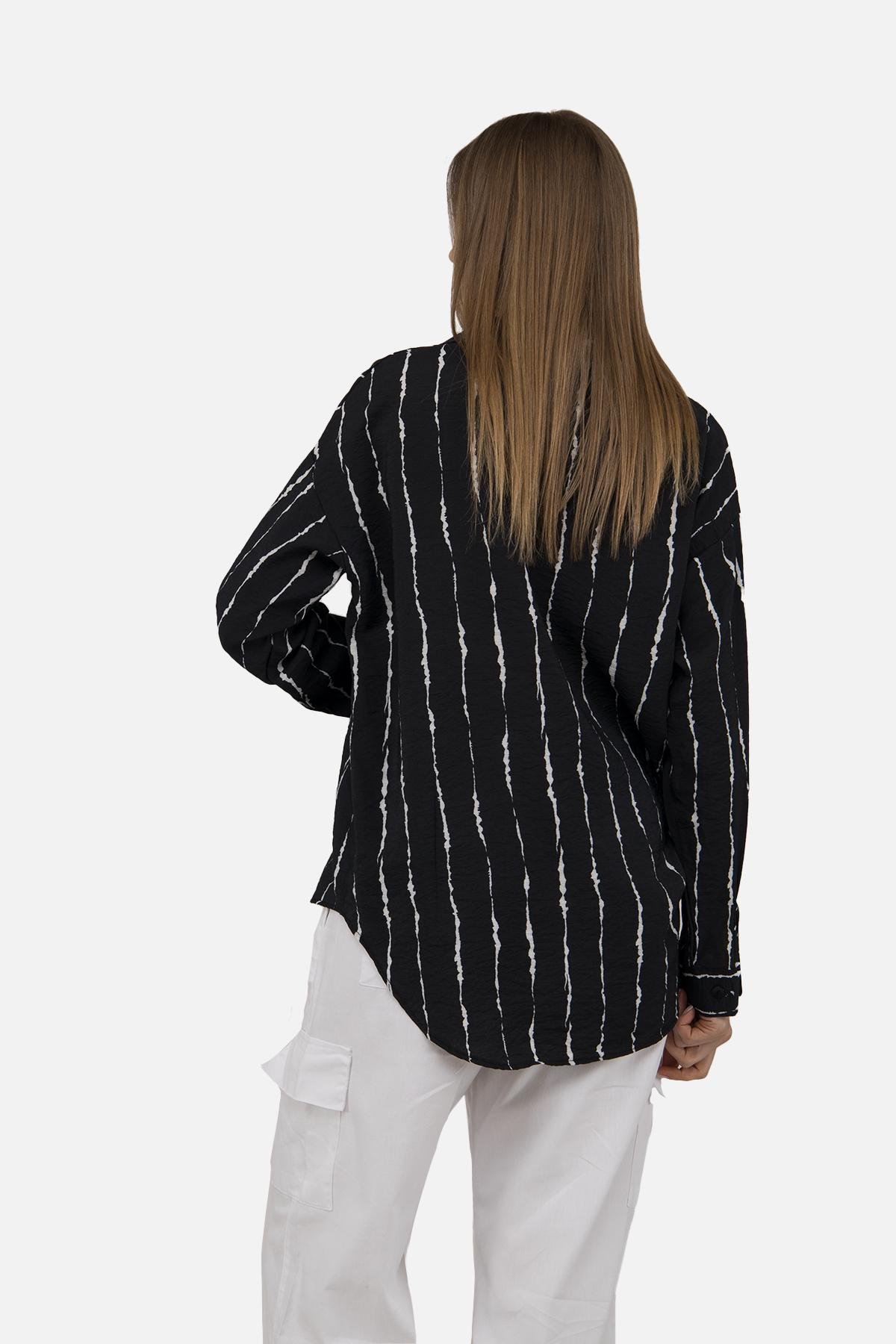 Блуза женская ЦБ-00250966 с длинным рукавом р. 44 Черный (SKT000994876) - фото 3 Блуза женская ЦБ-00250966 с длинным рукавом р. 44 Черный (SKT000994876) - фото 3