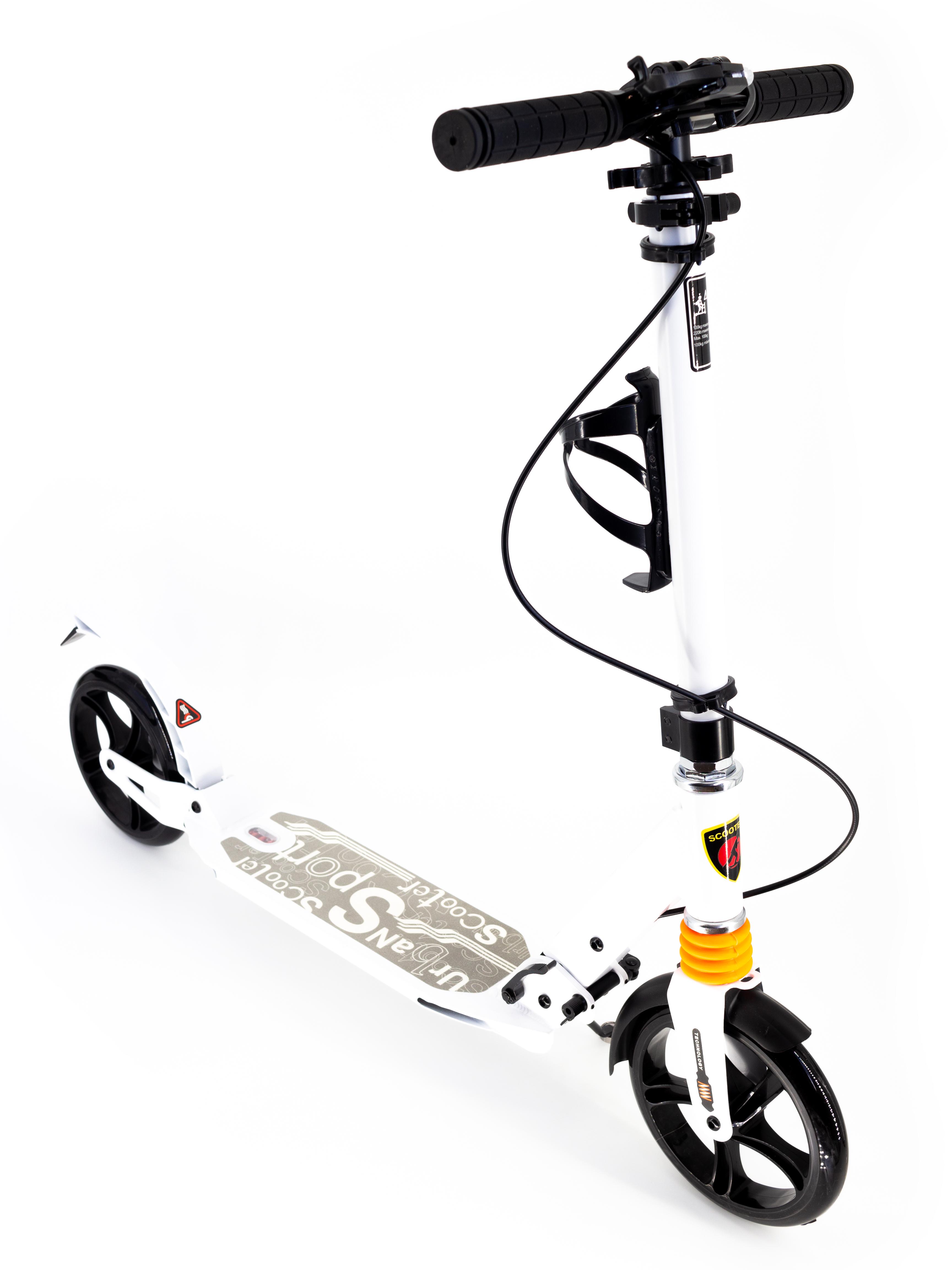 Самокат Scooter с клипсой и подстаканником 116-D1 большие колеса Белый (7562807)