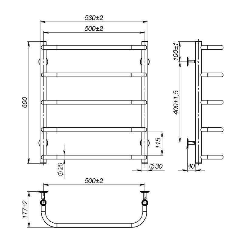 Полотенцесушитель Onlyheat Elaro 500/600/5 (67975) - фото 3 Полотенцесушитель Onlyheat Elaro 500/600/5 (67975) - фото 3