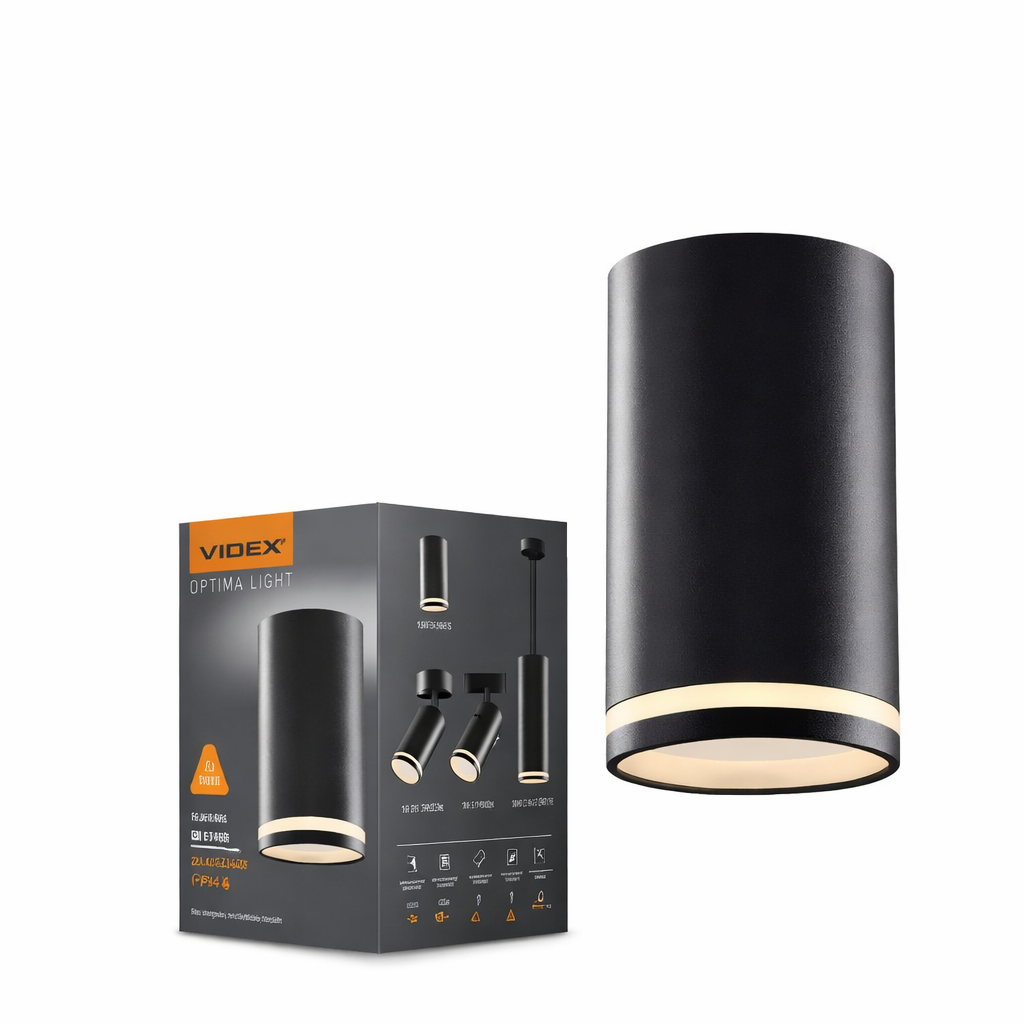 Светильник Videx под лампу GU10 накладной 30W IP20 Ø 55 мм Черный (VL-SPF05A-B)