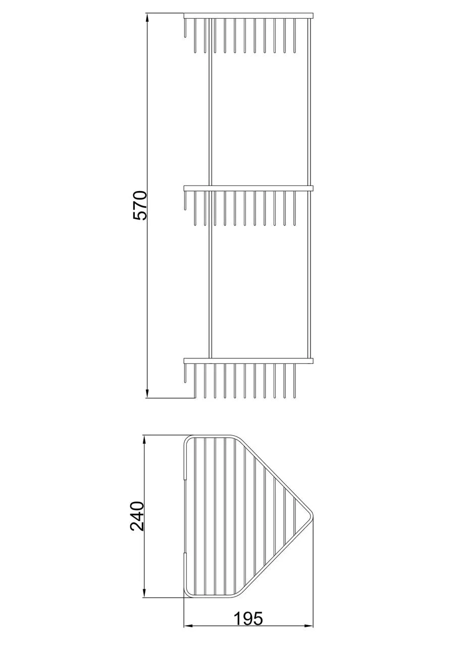 Полиця для ванної кімнати Frap F335-2 кутова 3-х ярусна 240х570 мм Хром (21705560) - фото 3