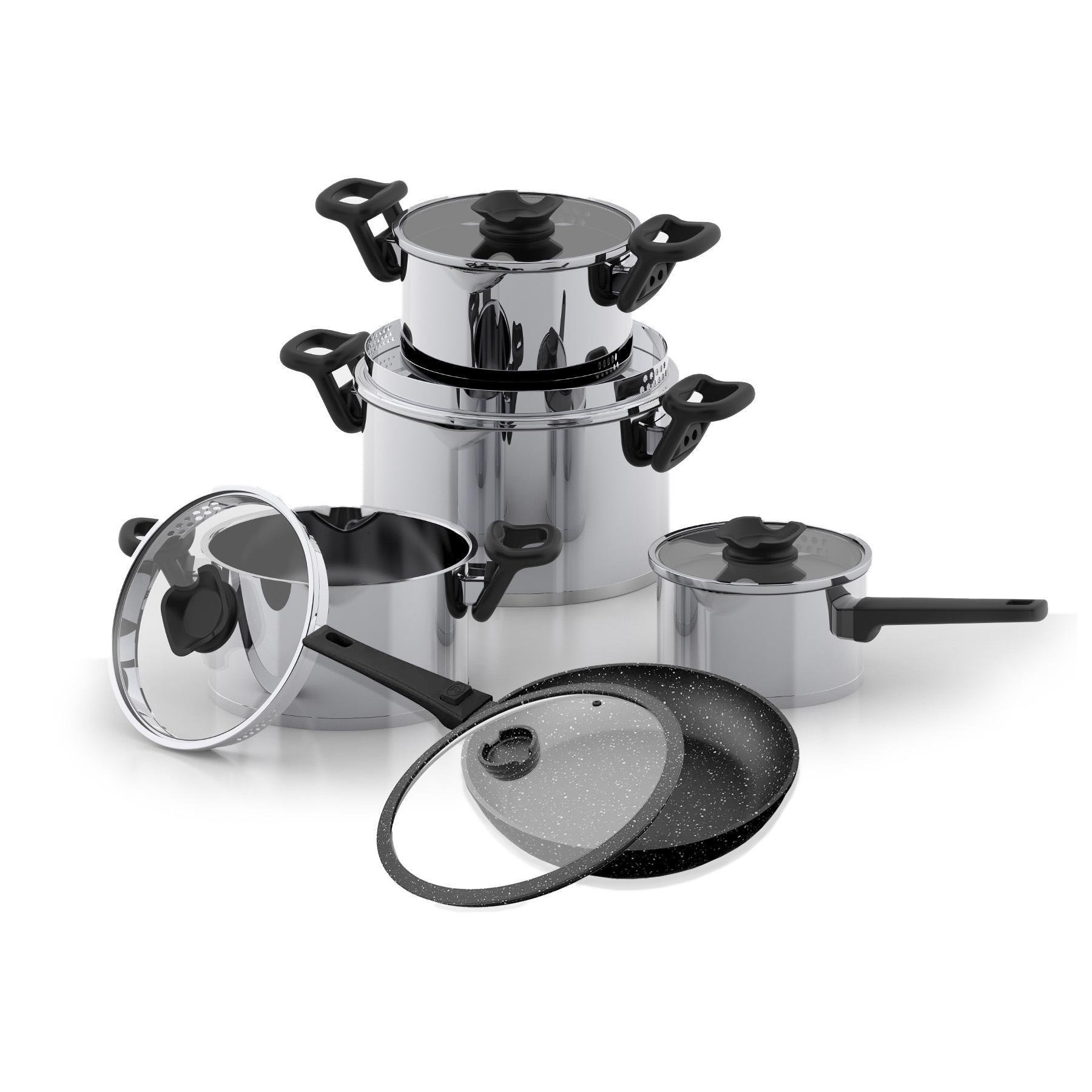 Набір каструль Krauff Elegance зі сковородою з кришкою 10 пр. (28718)