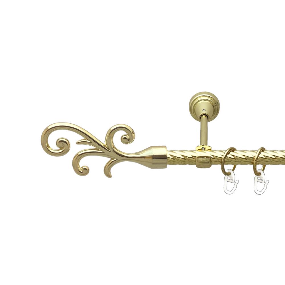 Карниз Orvit Фала металевий однорядний відкритий скручена труба кільце металеве 16 мм 240 см Золото (00-00024866)
