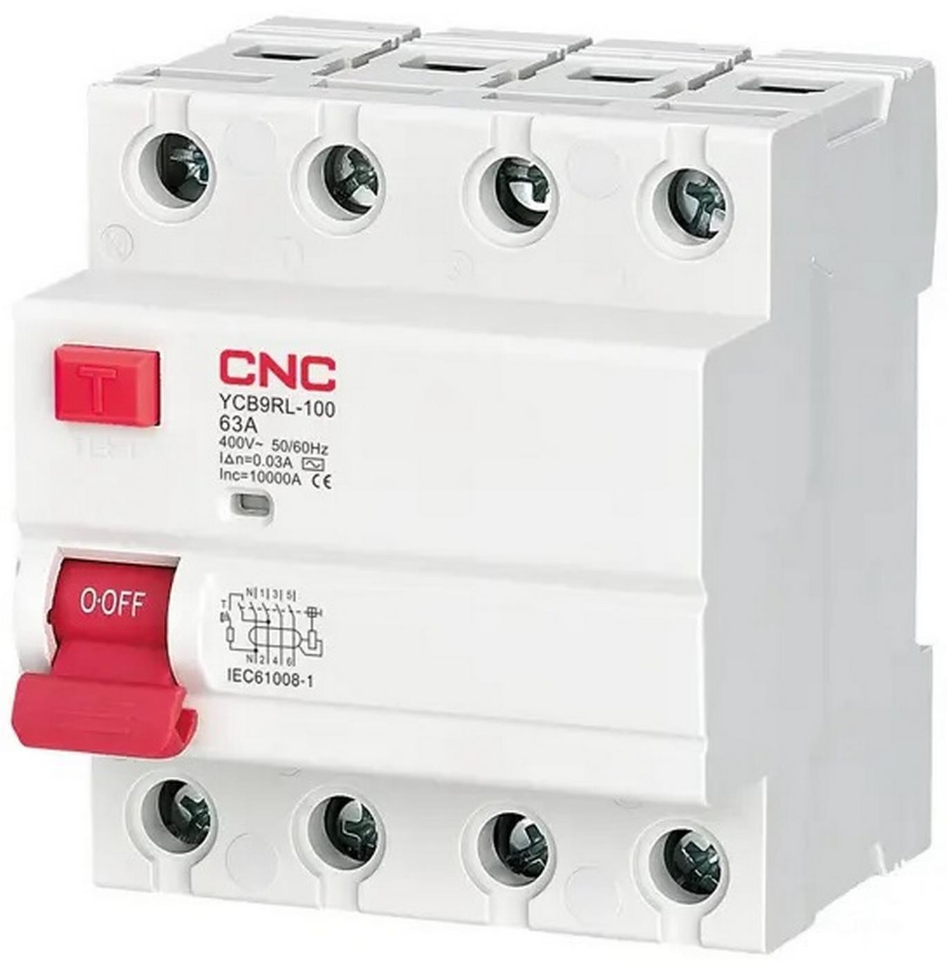 Реле дифференциальное CNC УЗО YCB5RL-100 8kA 4P 80A 30mA (Б00029559)