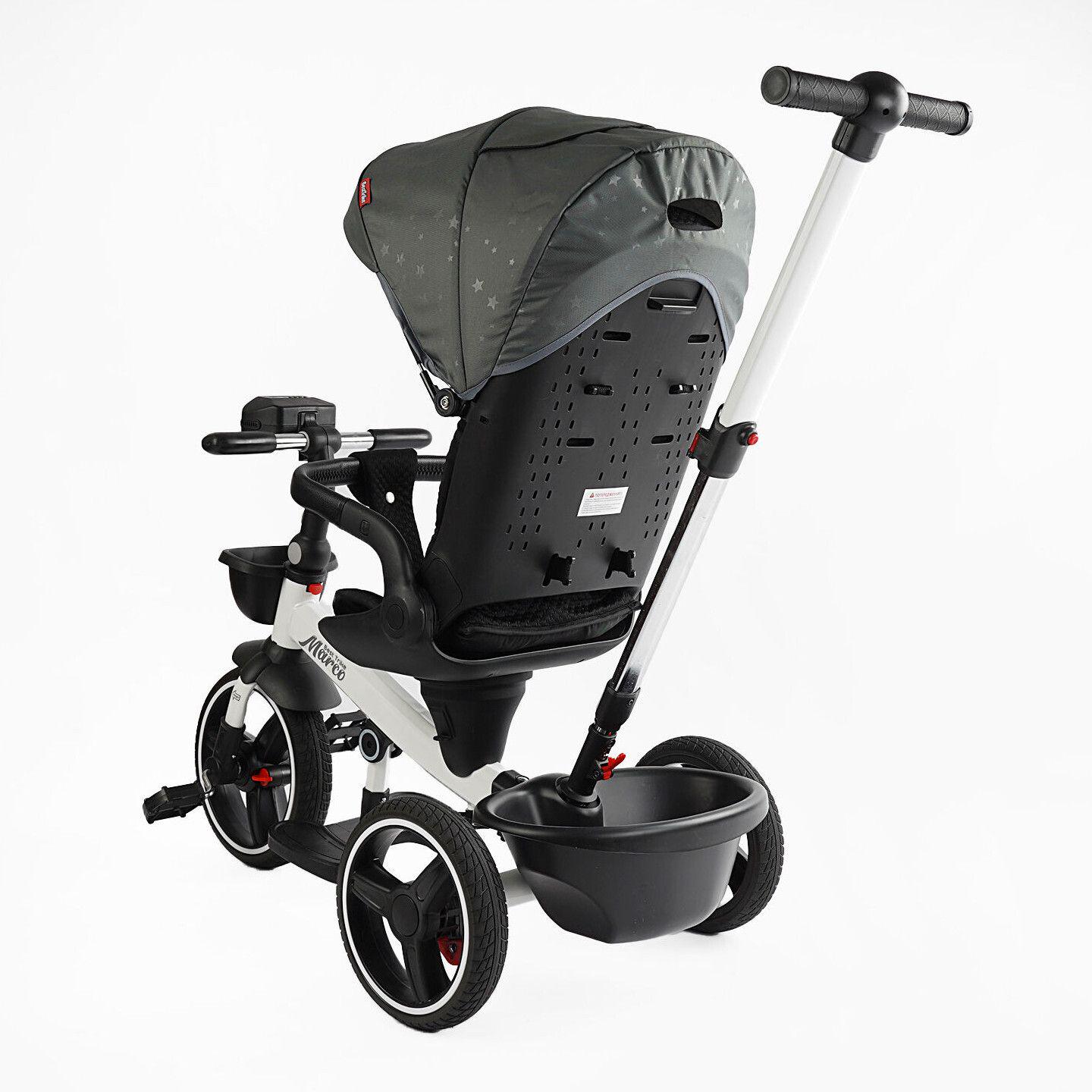 Велосипед дитячий триколісний Best Trike Marco 9155 PU складане кермо музична фара з батьківською ручкою Хакі (603-85) - фото 3