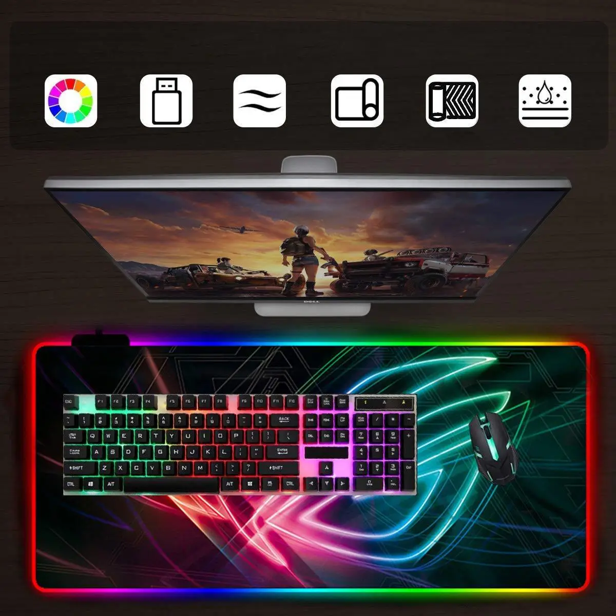 Килимок геймерський для мишки ROG GM з RGB-підсвічуванням 360° 900x400x4 мм (F-A9-02) - фото 3