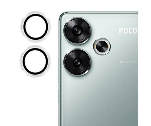 Защитное стекло с рамкой CD Pattern для Xiaomi Poco F6 5G / Redmi Turbo 3 5G на заднюю камеру Серебряный