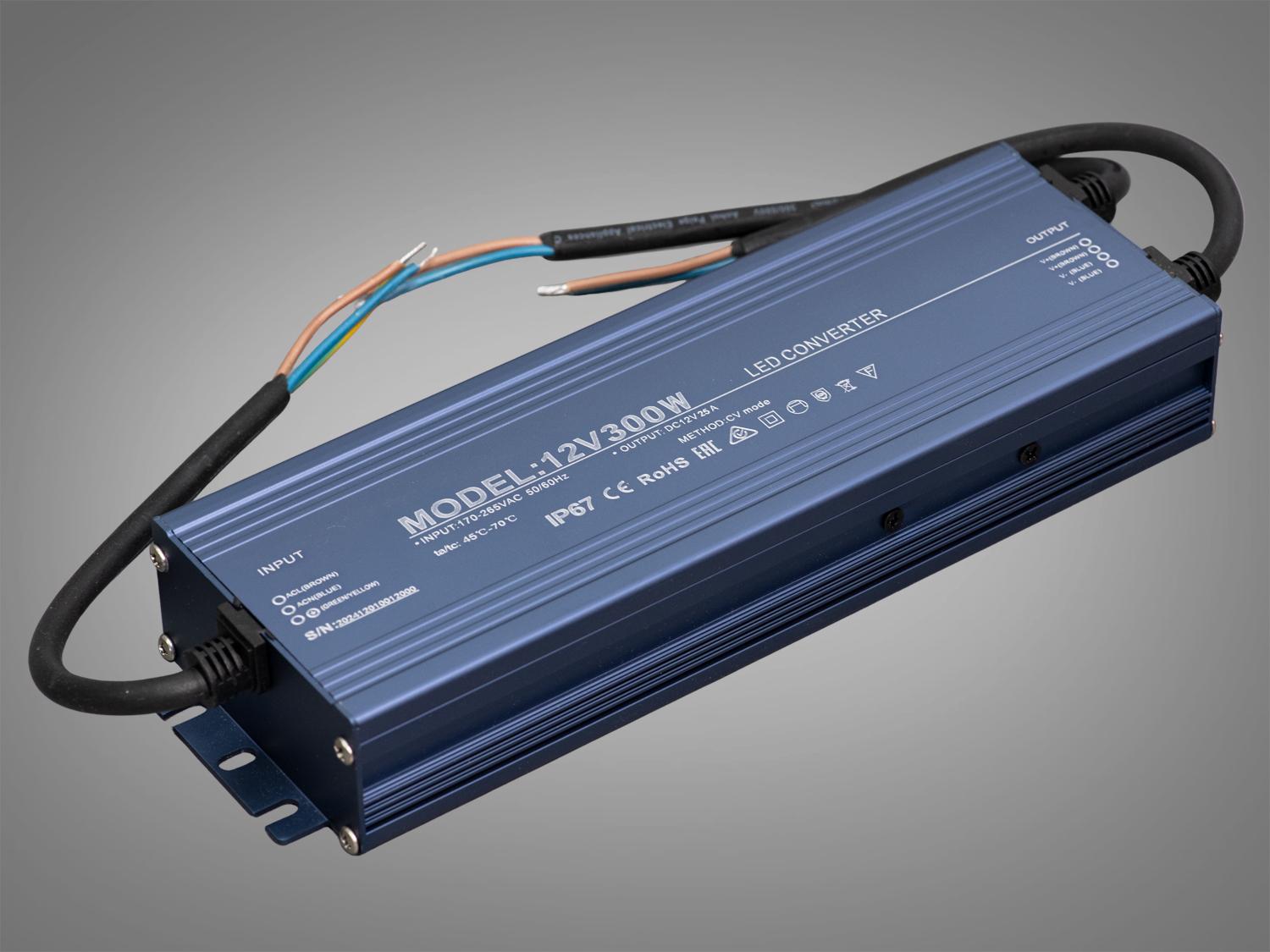 Блок живлення герметичний для підключення LED стрічки 12 В 300 Вт 25А (PPF-PW-IP68-12 В-300w)