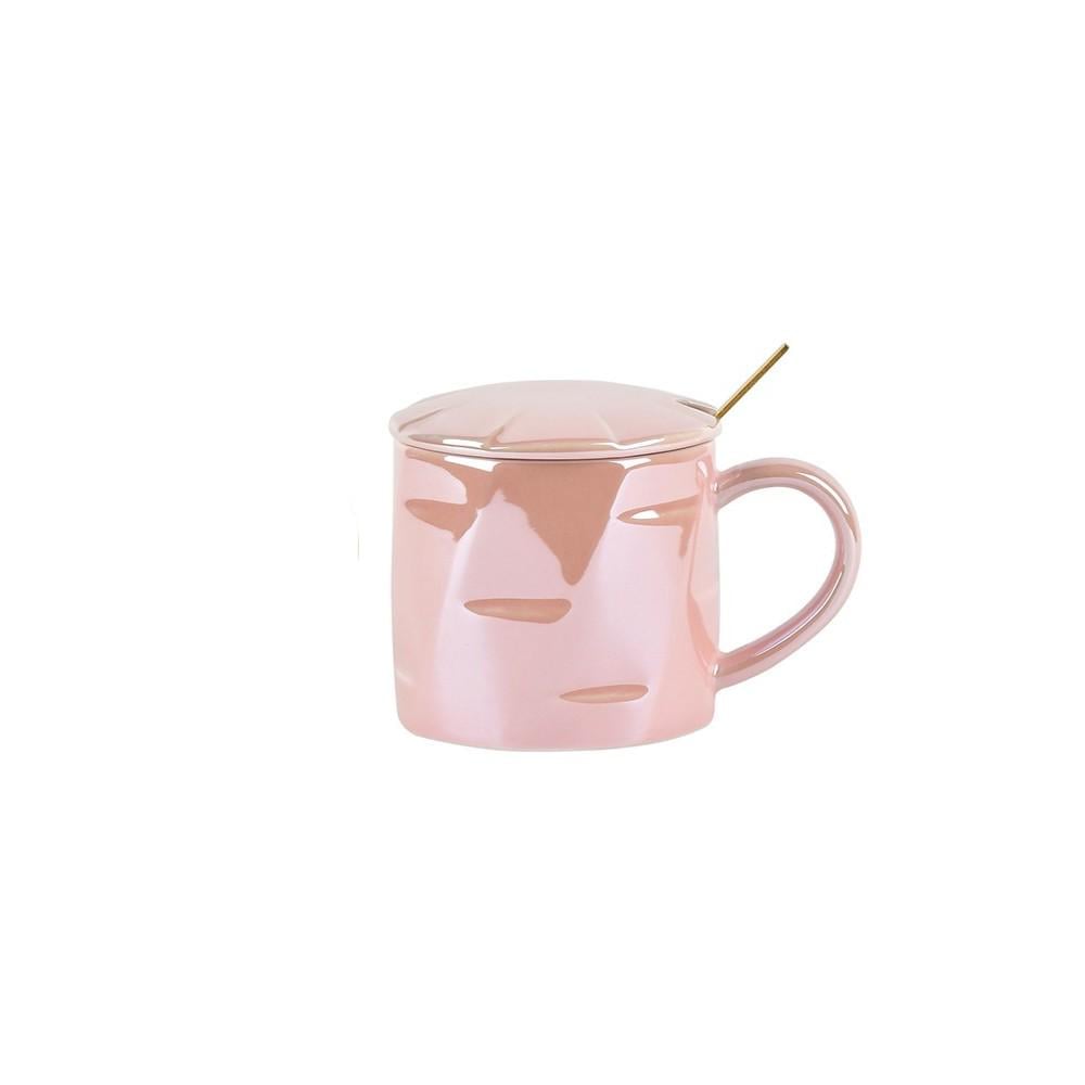 Чашка з кришкою та ложкою Colored R32280 380 мл Ніжно-рожевий (614941) - фото 1