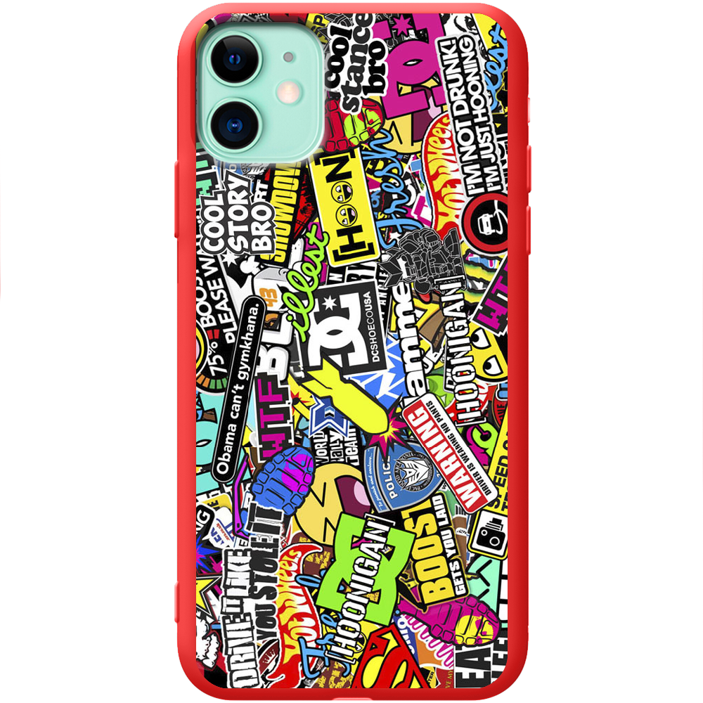 Чехол Boxface iPhone 11 Multicolored Inscriptions Красный силикон (38184-up880-43041)