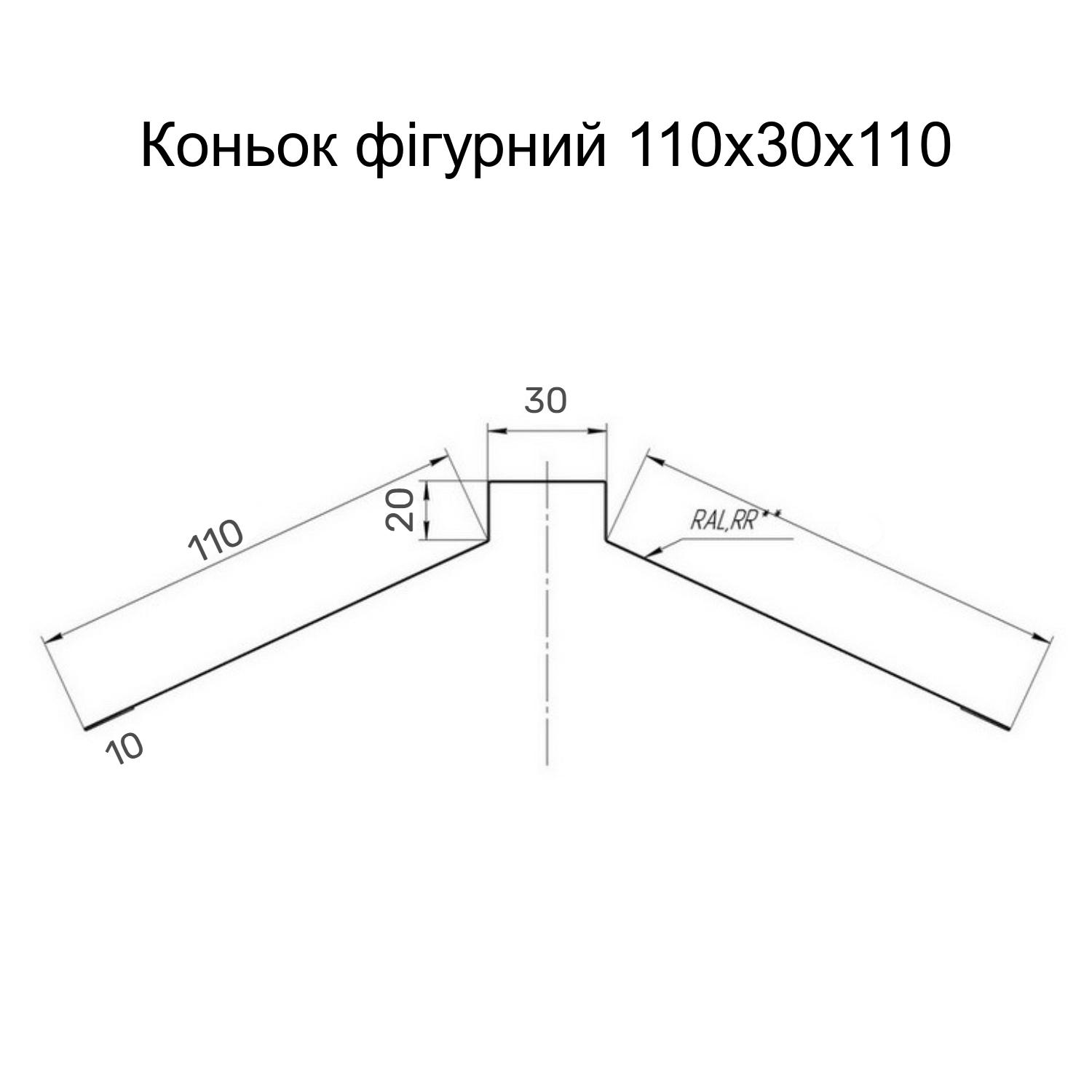 Планка коньок фігурний Partner 110х30х110х2000 з матовим покриттям Ral 8019 мат Темно-шоколадний (376287453) - фото 2