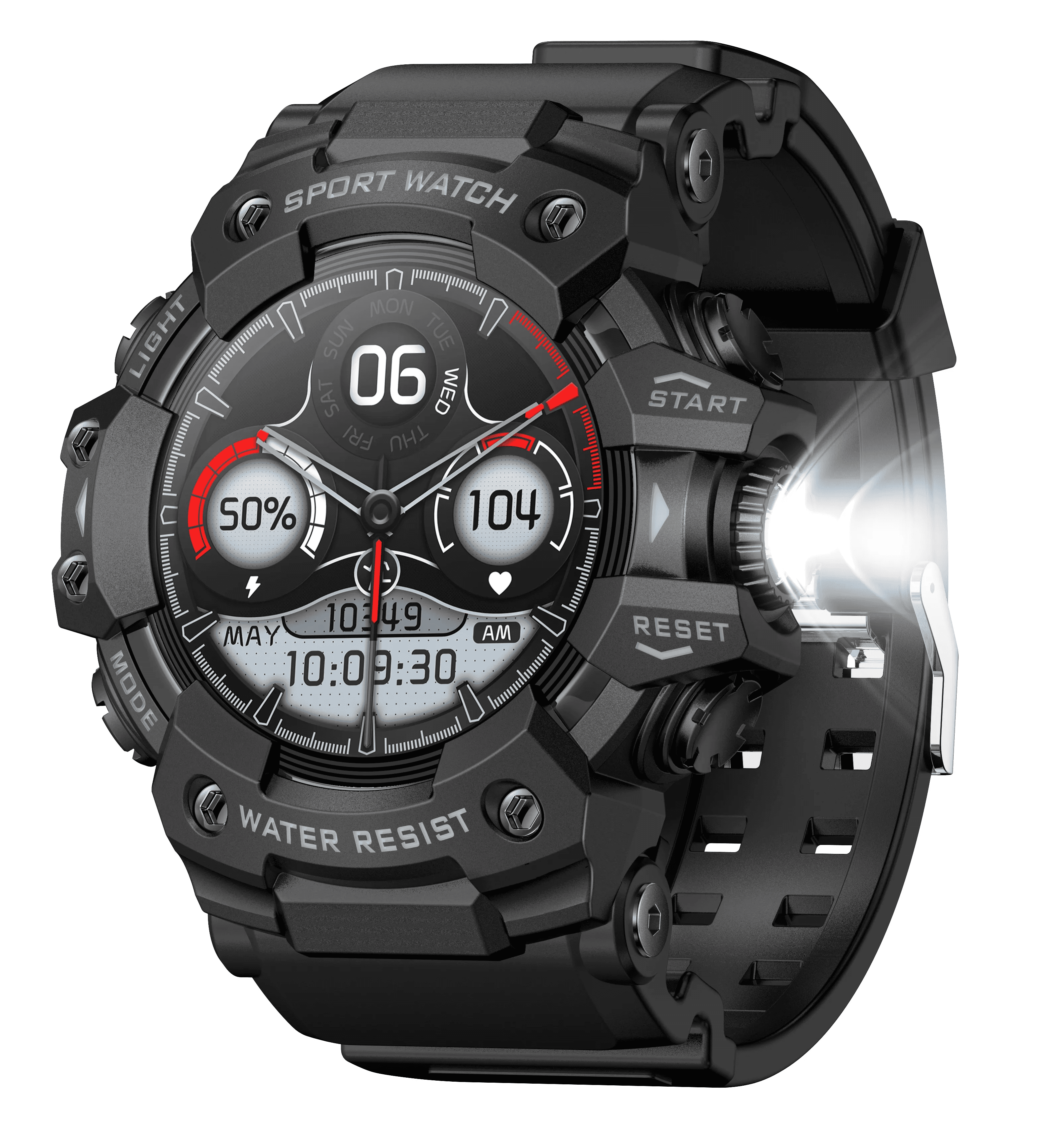 Тактичний смарт-годинник Military Watch LC 21 компас/ліхтарик/дзвінки/IP68 Black