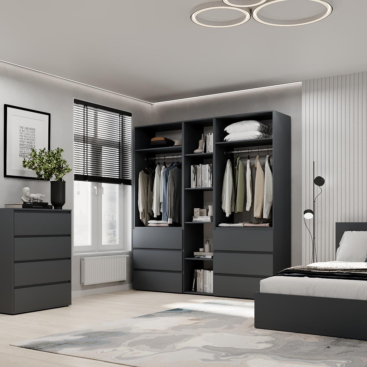 Шафа розпашна комбінована ART IN HEAD №6 Light 2000x500x2200 мм Графіт сірий (GALTK067000000) - фото 4 Шафа розпашна комбінована ART IN HEAD №6 Light 2000x500x2200 мм Графіт сірий (GALTK067000000) - фото 4