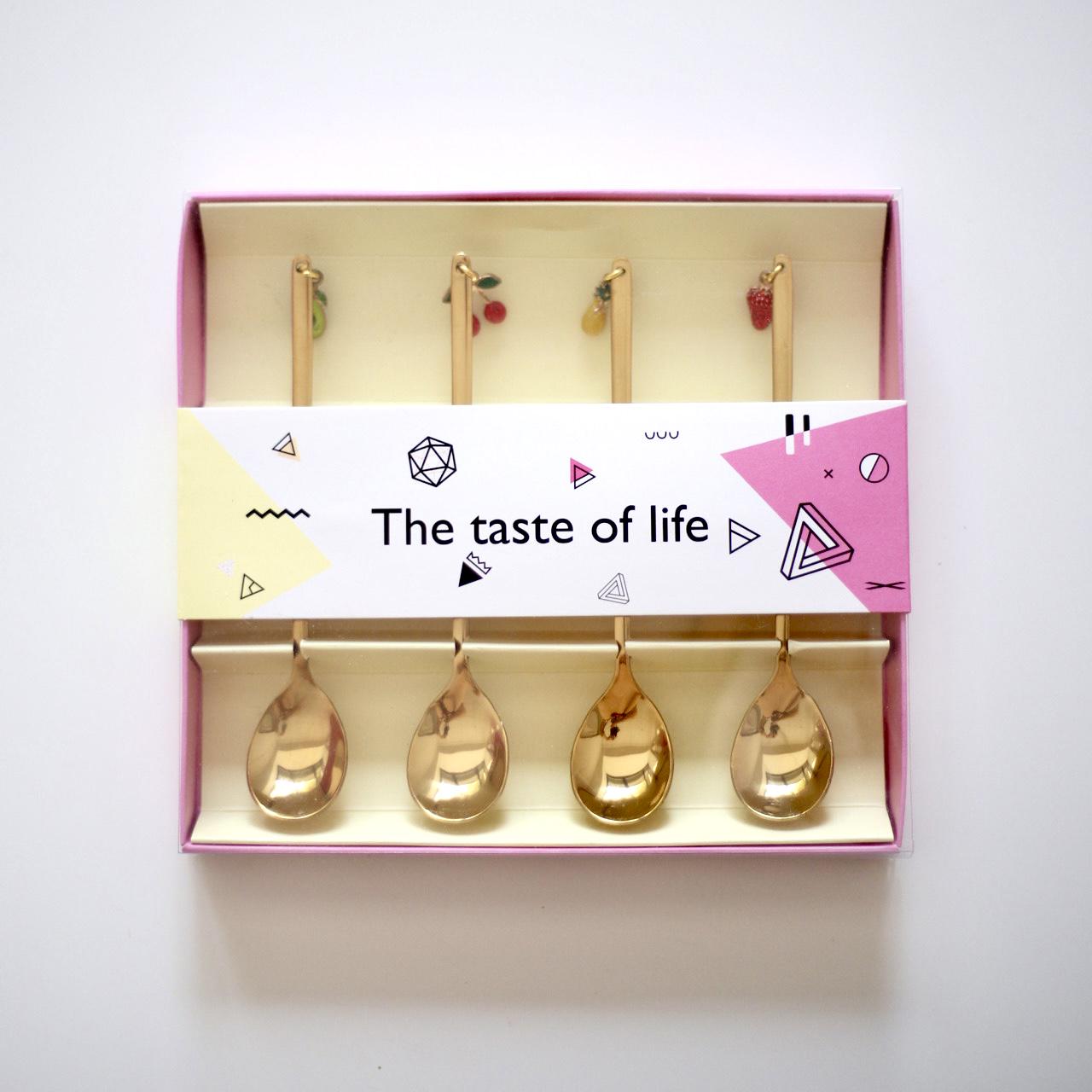 Набор десертных ложек с подвесками 4 пр. Золотистый (00000010190)