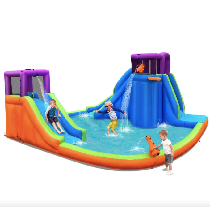 Надувная водная горка Costway Canons с водяными пистолетами и баскетбольным кольцом без вентилятора (4998) Надувная водная горка Costway Canons с водяными пистолетами и баскетбольным кольцом без вентилятора (4998)