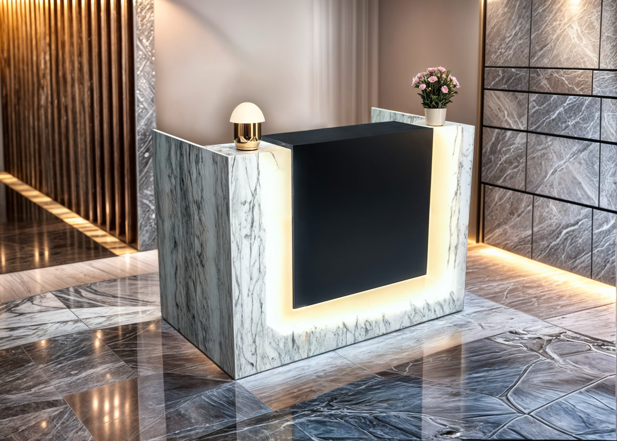 Стойка администратора Tobi Sho Ресепшн/2 для офиса/салона с подсветкой/1400х800х1000 мм Дуб крафт белый/Черный - фото 3 Стойка администратора Tobi Sho Ресепшн/2 для офиса/салона с подсветкой/1400х800х1000 мм Дуб крафт белый/Черный - фото 3