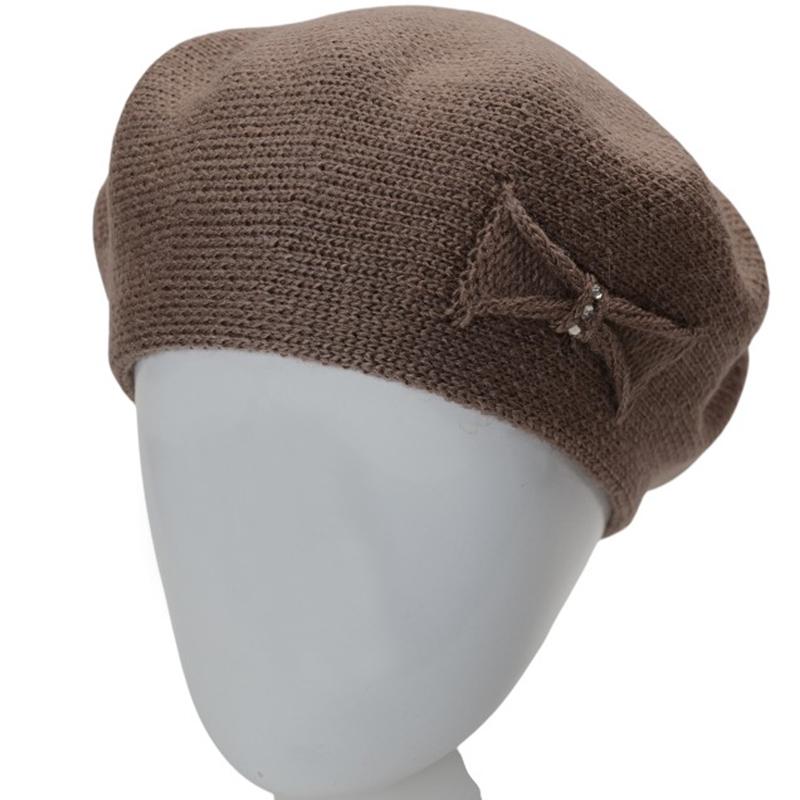 Берет жіночий Lirus КСЮША осінній подвійний з візерунком збоку one size Темно-пудровий (282690) - фото 2