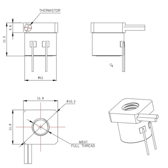 Нагрівальний елемент Trianglelab 104NT-4 CHC з термістором 24 В (677083) - фото 3