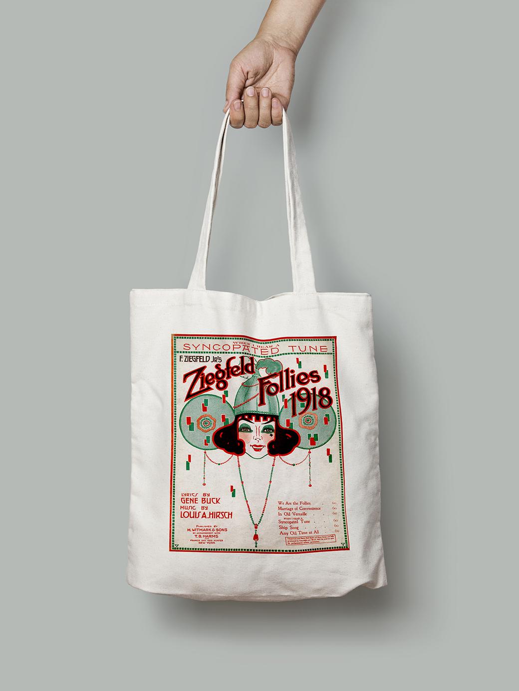 Эко-сумка Зигфельд Фоллис 1918 года ноты Когда я слышу синхронизированную мелодию шопер (232d8f98319f_Bag)