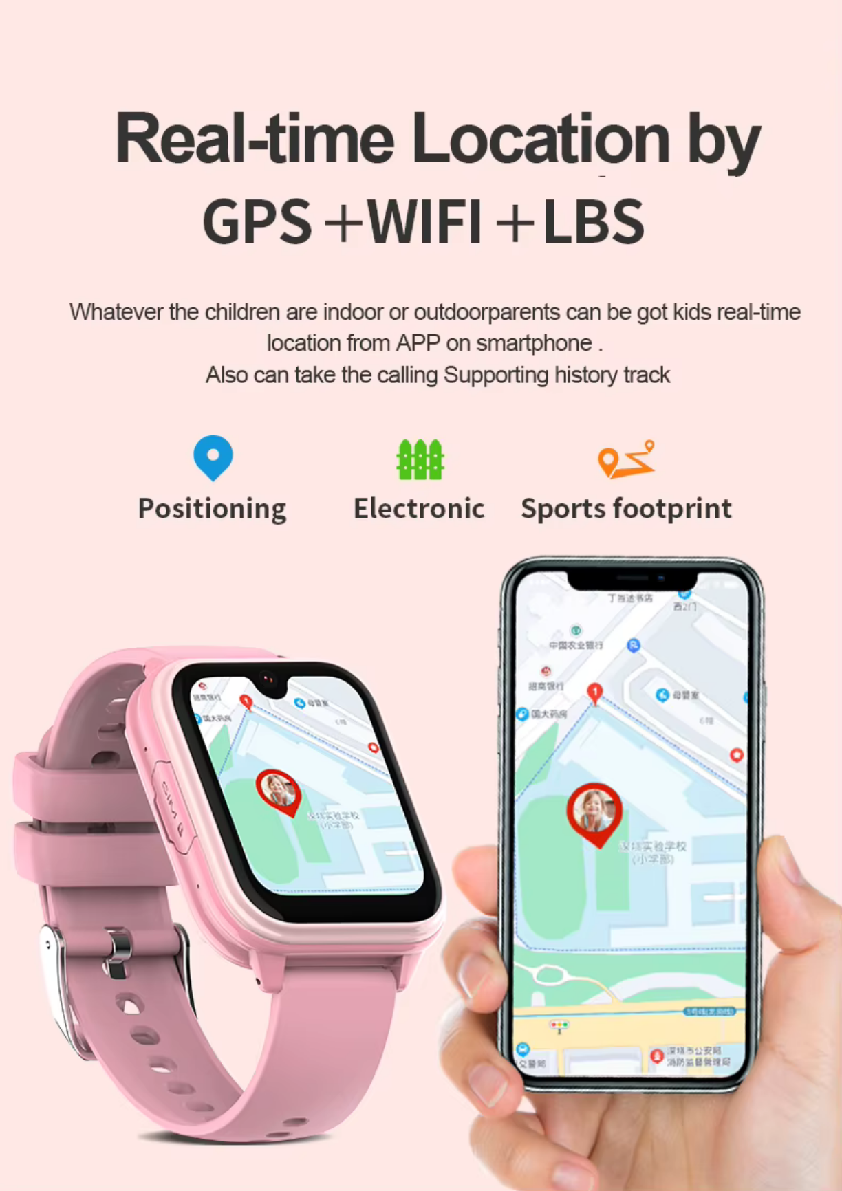 Смарт-часы с GPS для детей Wonlex KT33 Amoled 8GB Pink — фото 6