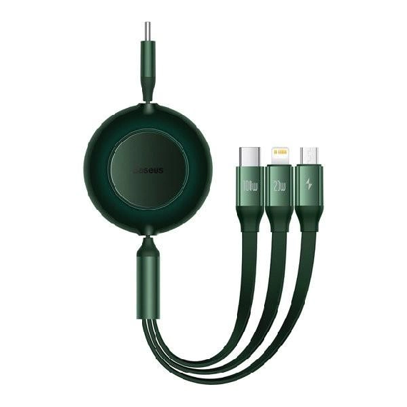 Кабель із швидкою зарядкою Baseus Bright Mirror 2 Series 3в1 Micro USB/Lightning/Type-C 100W 1,1 м Green - фото 1